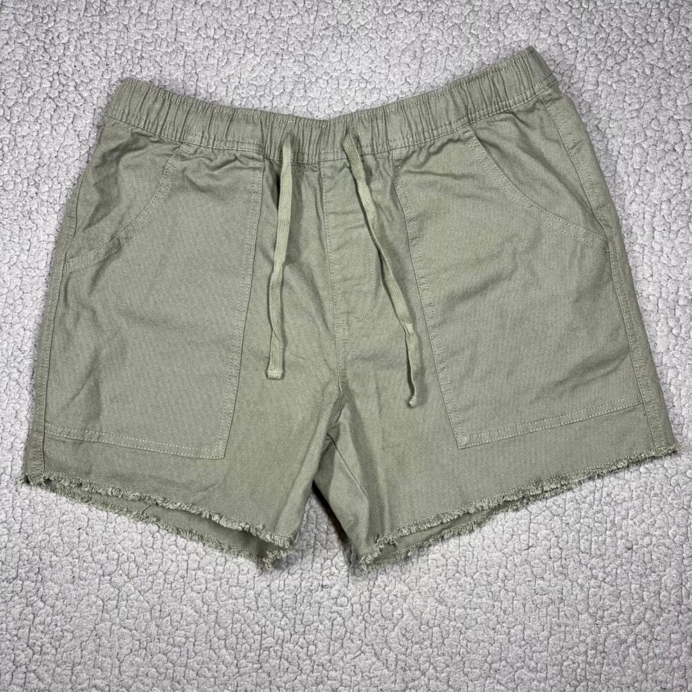 Katin Frayed Hem Shorts Mens Size Medium Olive Green Elastic Waist Drawstring